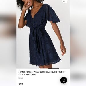 Flutter Forever Navy Burnout Jacquard Flutter Sleeve Mini Dress